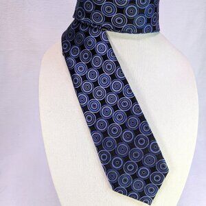 Joseph Abboud Men's Tie100% Silk Woven Pattern Black with Blue/Gray Circles